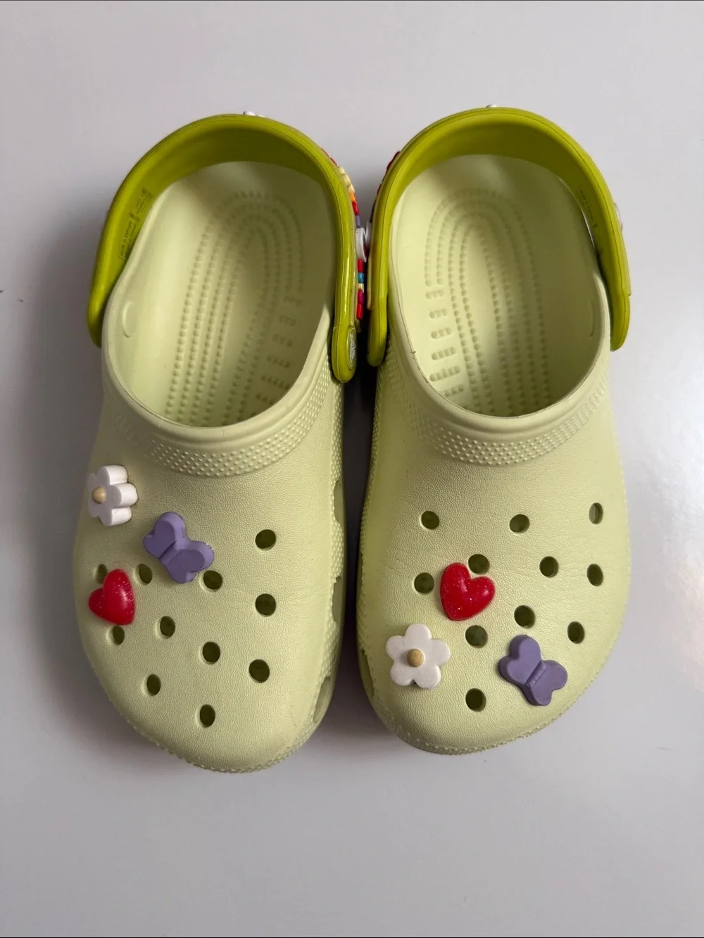 Kids Light Green Crocs with Decorative Charms
